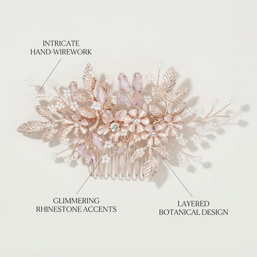 The Celestine floral pearl crystal comb