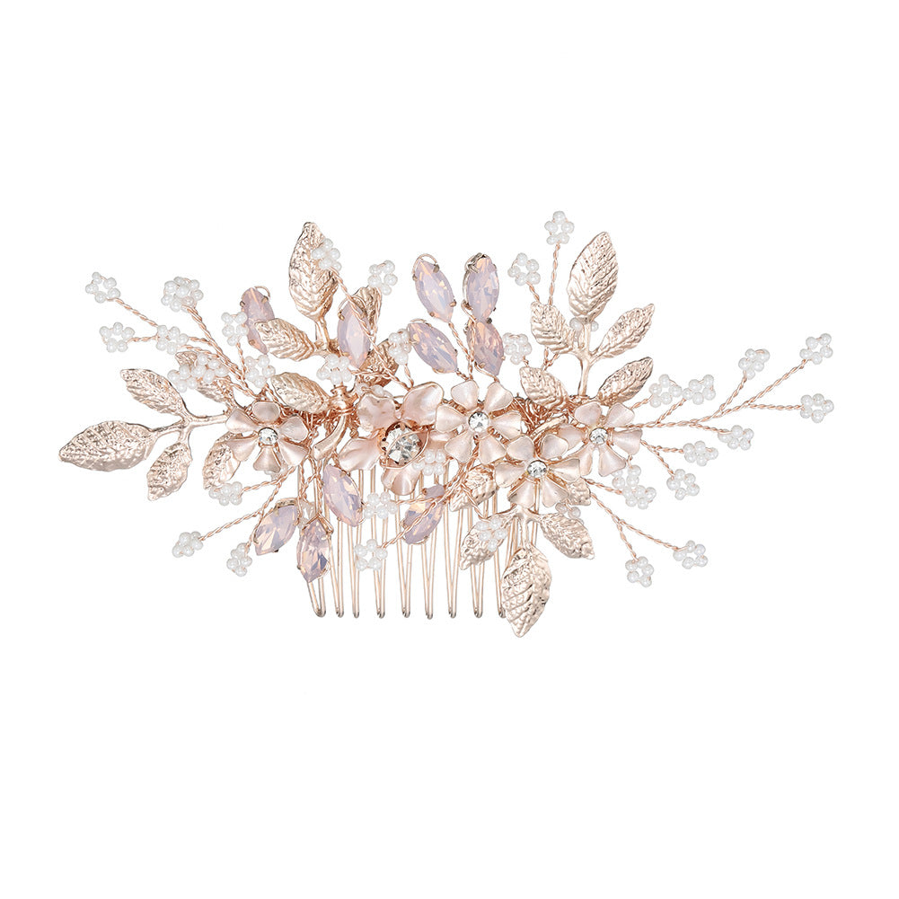 The Celestine floral pearl crystal comb
