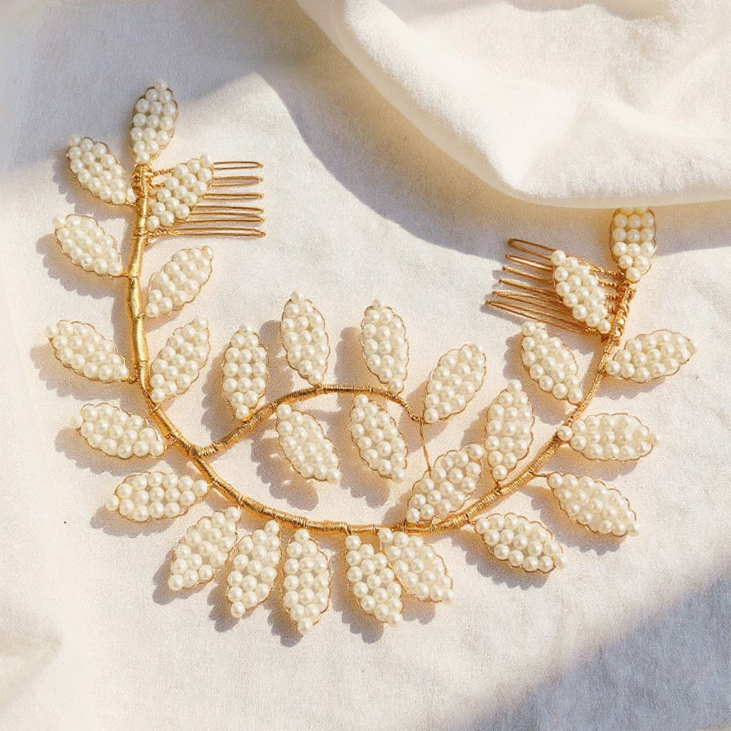 manon crystal pearl headband