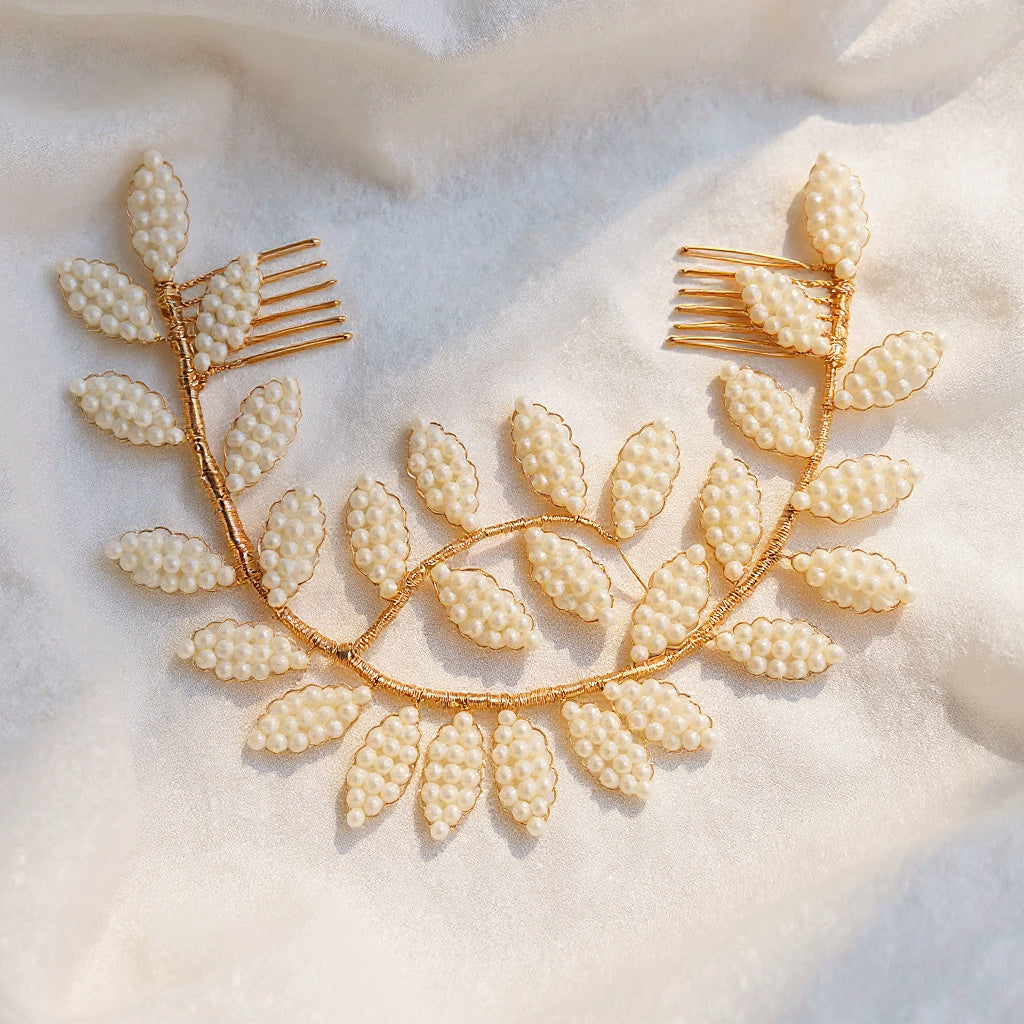 manon crystal pearl headband