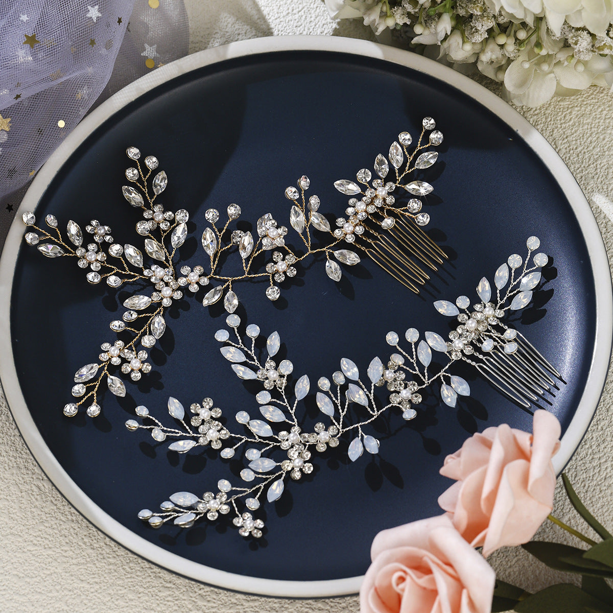 The Rosaline — Opal Sprig Comb