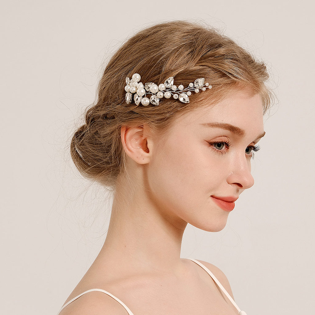 The Vivienne — Pearl & Crystal Teardrop Comb