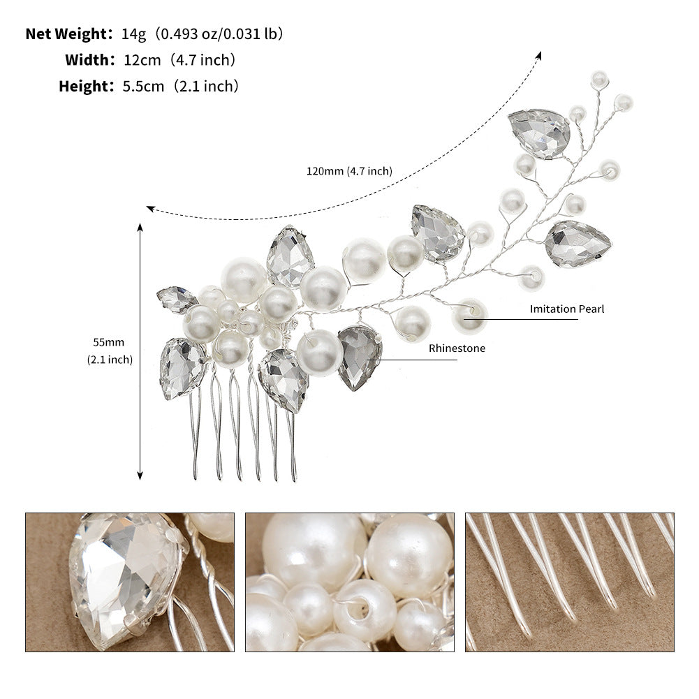 The Vivienne — Pearl & Crystal Teardrop Comb