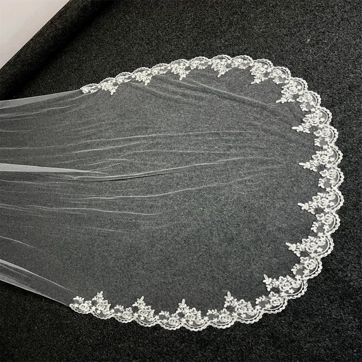 the wren cathedral lace trim veil