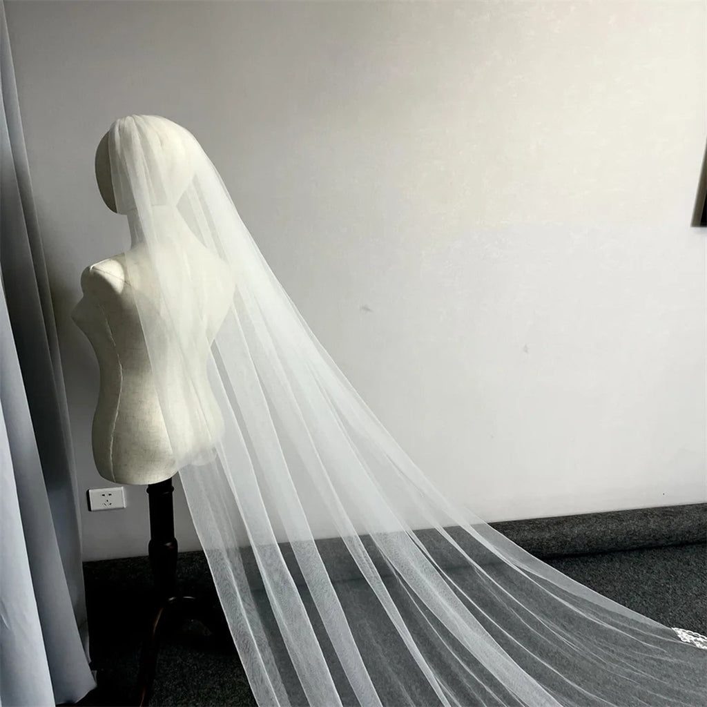 the wren cathedral lace trim veil